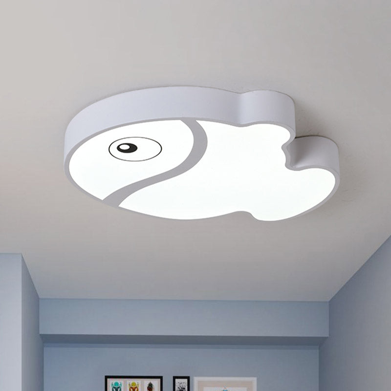 Cartoon Fish Ceiling Light For Kids’ Bedrooms – White/Blue Led Acrylic Flushmount Fixture White