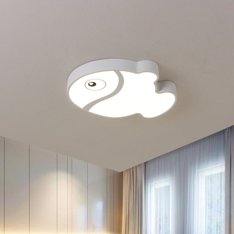 Cartoon Fish Ceiling Light For Kids Bedrooms White/Blue Led Acrylic Flushmount Fixture
