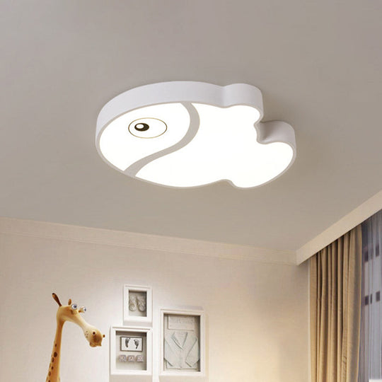 Cartoon Fish Ceiling Light For Kids’ Bedrooms – White/Blue Led Acrylic Flushmount Fixture