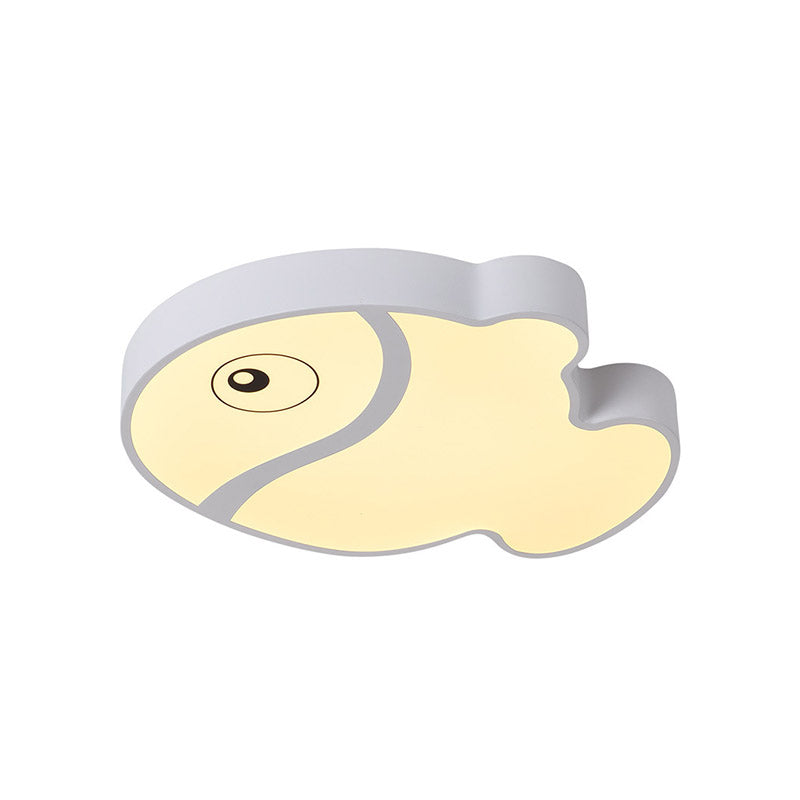 Cartoon Fish Ceiling Light For Kids Bedrooms White/Blue Led Acrylic Flushmount Fixture