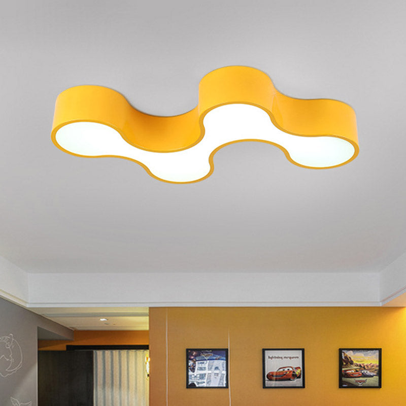 Kids Bedroom Acrylic Geometric Cartoon Led Flushmount Light In Green/Yellow/Blue Yellow