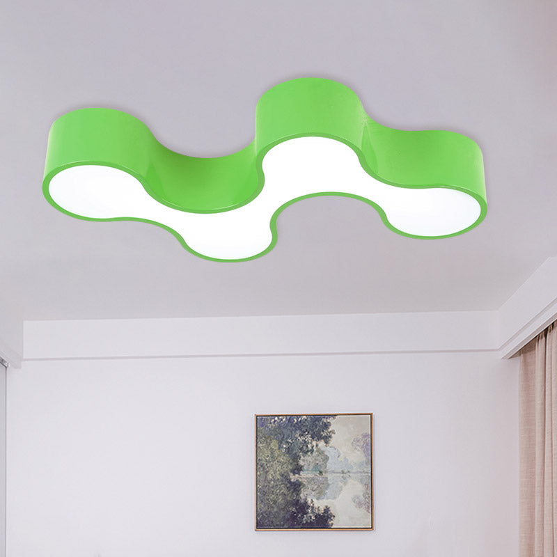 Kid’s Bedroom Acrylic Geometric Cartoon Led Flushmount Light In Green/Yellow/Blue Green