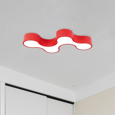 Kids Bedroom Acrylic Geometric Cartoon Led Flushmount Light In Green/Yellow/Blue