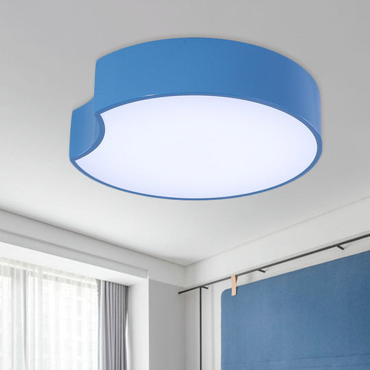 Modern Led Flush Mount Light With Acrylic Shade - Red/Yellow/Blue Round Fixture Blue