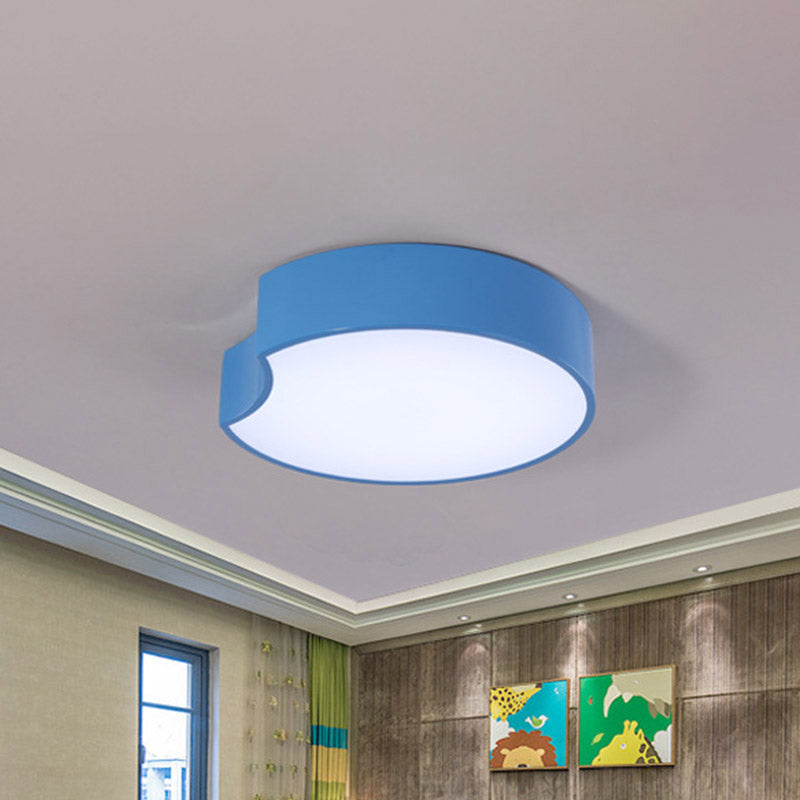 Modern Led Flush Mount Light With Acrylic Shade - Red/Yellow/Blue Round Fixture