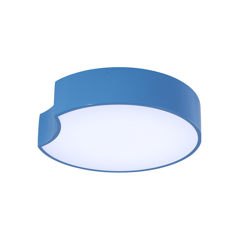 Modern Led Flush Mount Light With Acrylic Shade - Red/Yellow/Blue Round Fixture