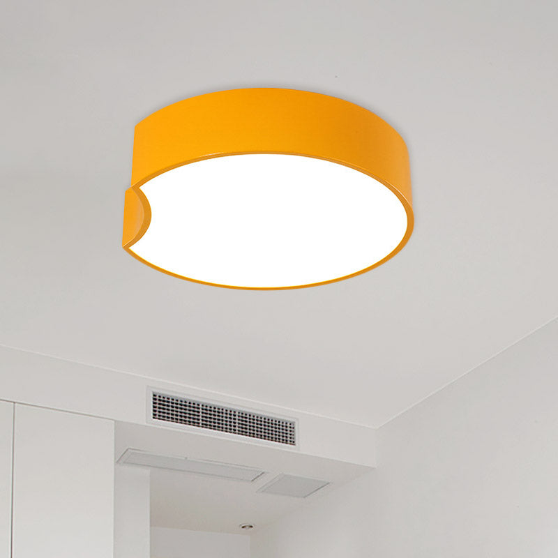 Modern Led Flush Mount Light With Acrylic Shade - Red/Yellow/Blue Round Fixture