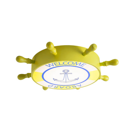 Rudder Flush Ceiling Light: Acrylic Led Bedroom Fixture In Blue/Yellow