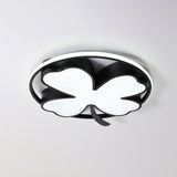 Contemporary Clover Bedroom Flushmount Led Ceiling Light In Black/Green