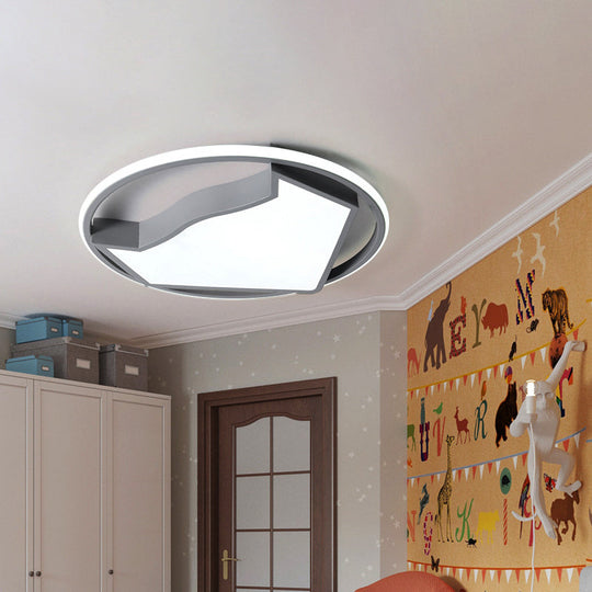 Cartoon Cat Led Flush Mounted Light Fixture For Kids’ Bedroom In Black/Gray Grey