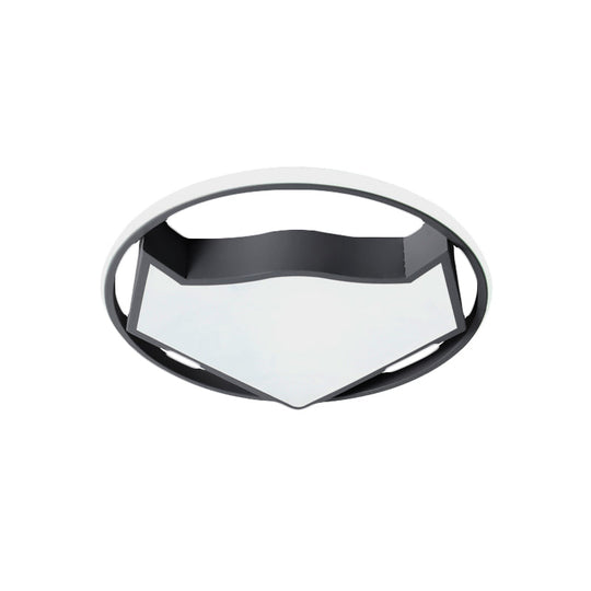 Cartoon Cat Led Flush Mounted Light Fixture For Kids’ Bedroom In Black/Gray
