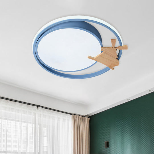Contemporary Led Bedroom Flush Light With Acrylic Shade & Rainbow Bridge/Windmill/Carrot Décor