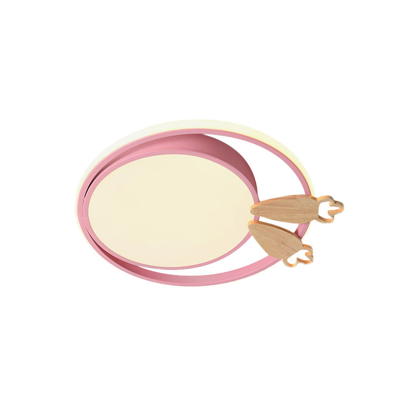 Contemporary Led Bedroom Flush Light With Acrylic Shade & Rainbow Bridge/Windmill/Carrot Décor