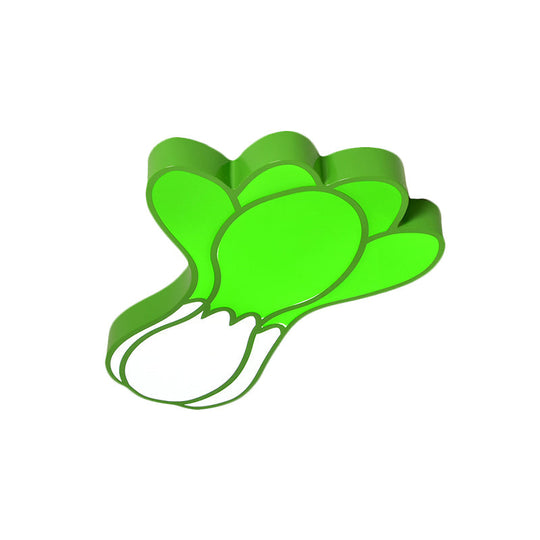 Kids Room Cartoon Vegetable Ceiling Mount Led Flush Light In White