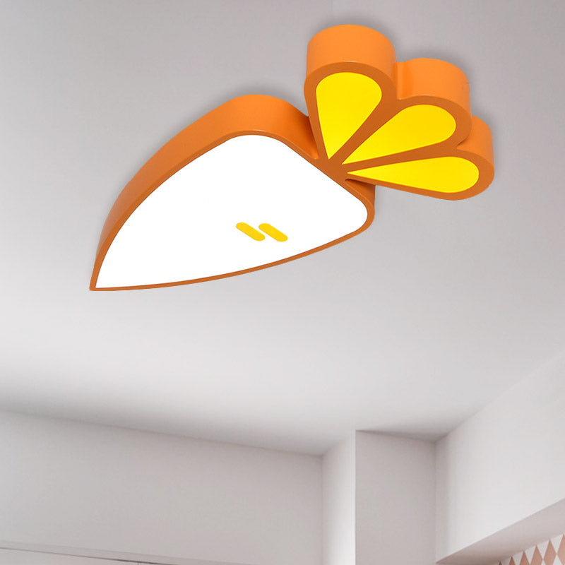 Kids Room Cartoon Vegetable Ceiling Mount Led Flush Light In White / B