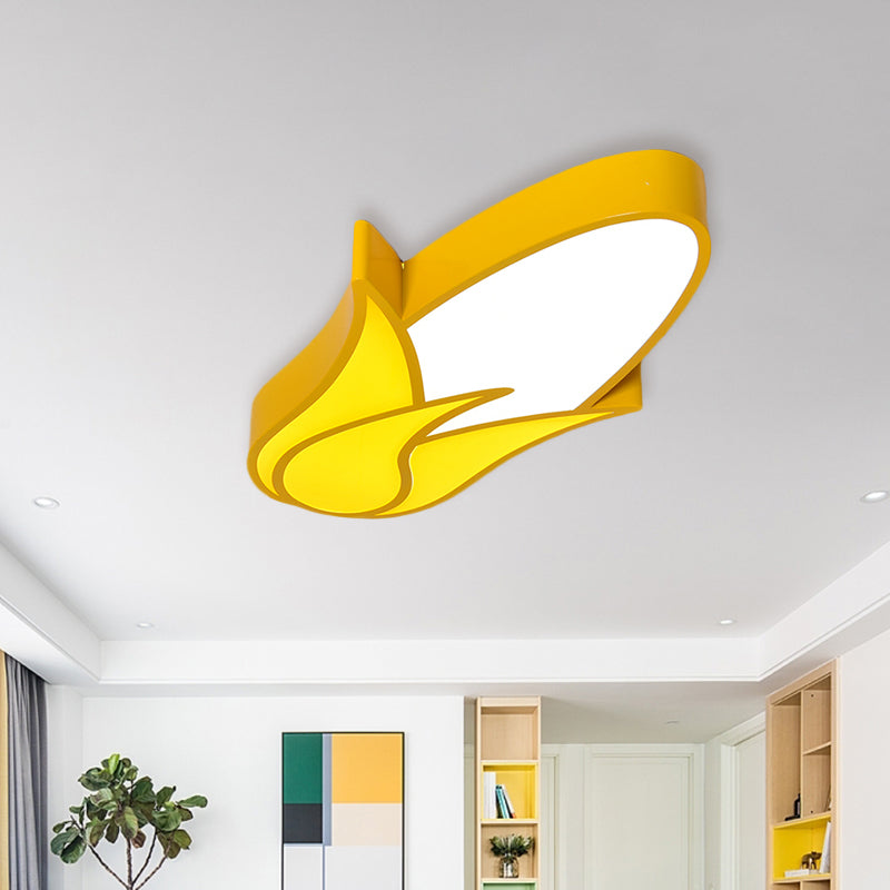 Kids Room Cartoon Vegetable Ceiling Mount Led Flush Light In White / D