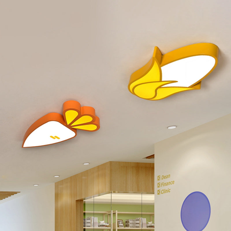 Kids Room Cartoon Vegetable Ceiling Mount Led Flush Light In White
