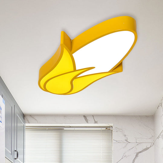 Kids Room Cartoon Vegetable Ceiling Mount Led Flush Light In White