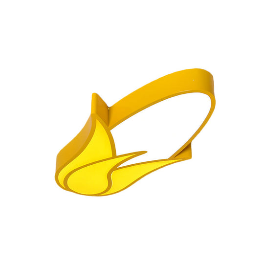 Kids Room Cartoon Vegetable Ceiling Mount Led Flush Light In White