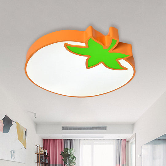 Kids Room Cartoon Vegetable Ceiling Mount Led Flush Light In White / H