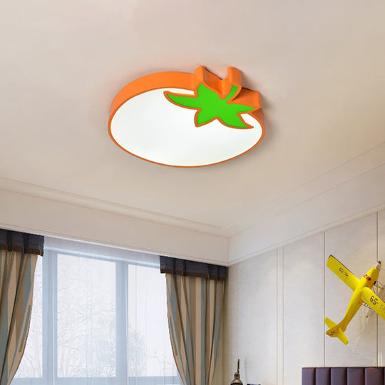 Kid’s Room Cartoon Vegetable Ceiling Mount Led Flush Light In White