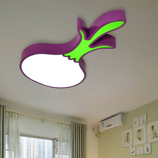 Kid’s Room Cartoon Vegetable Ceiling Mount Led Flush Light In White / G