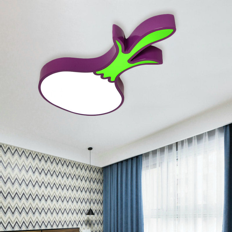 Kid’s Room Cartoon Vegetable Ceiling Mount Led Flush Light In White