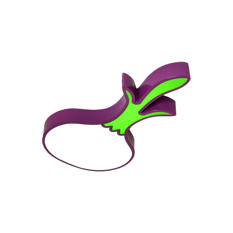 Kids Room Cartoon Vegetable Ceiling Mount Led Flush Light In White