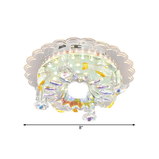 Clear Crystal 5-Light Flush Mount With Flower Shade - Minimal Design