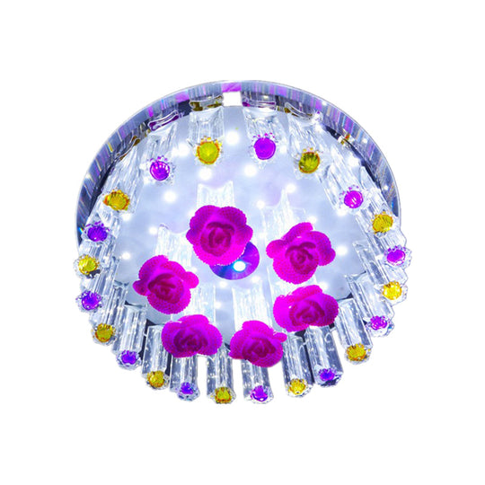 Modern Flush Mount Led Spotlight Crystal Ceiling Lamp - Simple Blossom Design