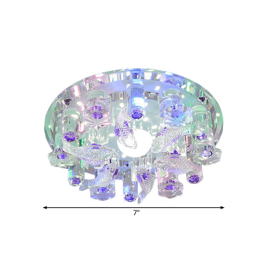 Contemporary Led Crystal Flush Mount Ceiling Light For Fish-Themed Bedrooms
