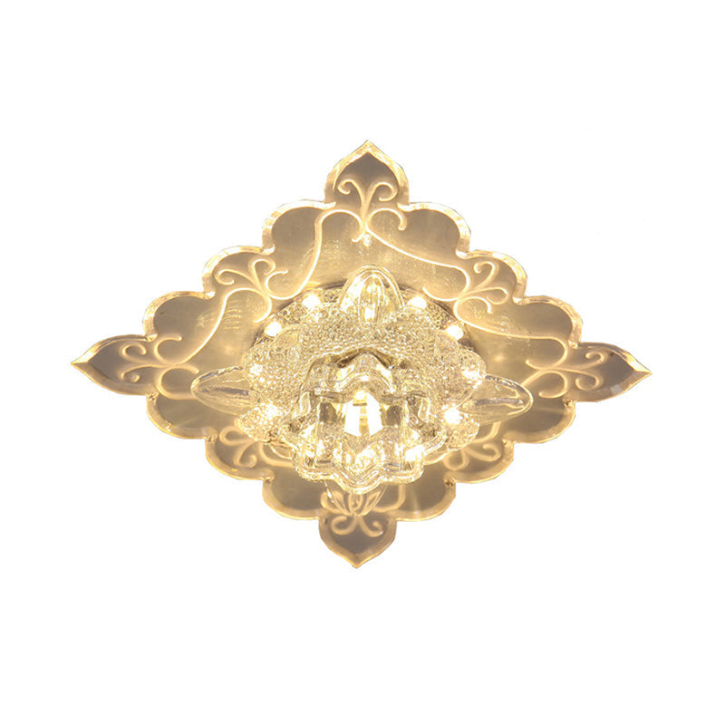 Contemporary Floral Led Crystal Ceiling Light - Clear Beveled Multi Color/White/Warm