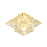 Modernist Crystal Block Flushmount Ceiling Light With Led - White/Warm