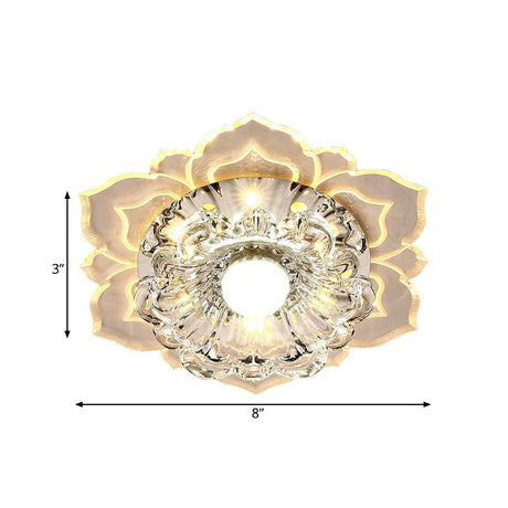 Minimalist Led Flower Crystal Flush Mount Ceiling Lamp - Warm/Multi Color Lighting