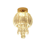Minimal Led Teardrop Crystal Flush Mount Hallway Light With Globe Shade
