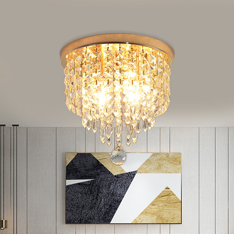 Contemporary Crystal Strand Waterfall Flushmount 8’/10’ Wide Ceiling Light Fixture For Hallways