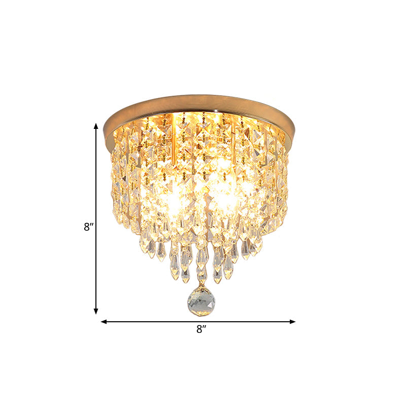 Contemporary Crystal Strand Waterfall Flushmount 8/10 Wide Ceiling Light Fixture For Hallways