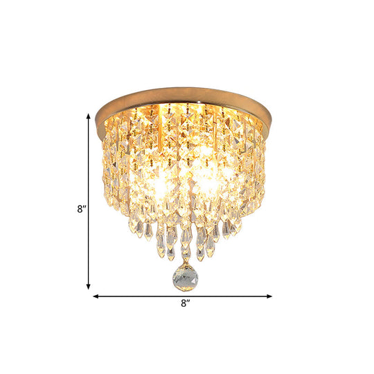 Contemporary Crystal Strand Waterfall Flushmount 8/10 Wide Ceiling Light Fixture For Hallways
