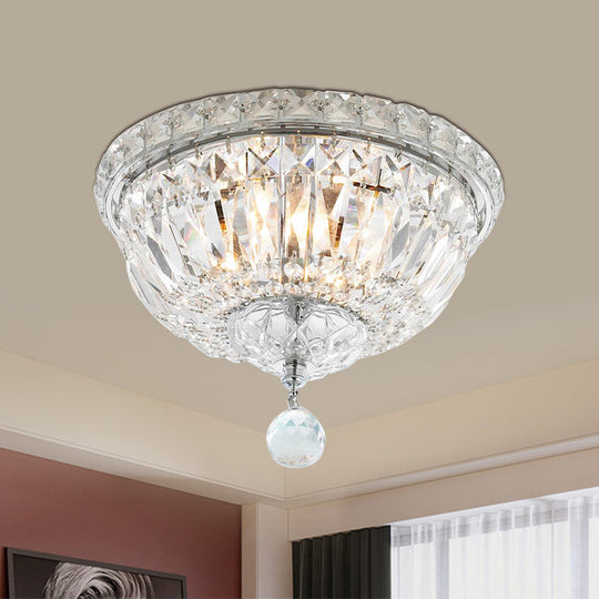 Modern 6-Light Clear Crystal Flush Mount Ceiling Lamp Fixture