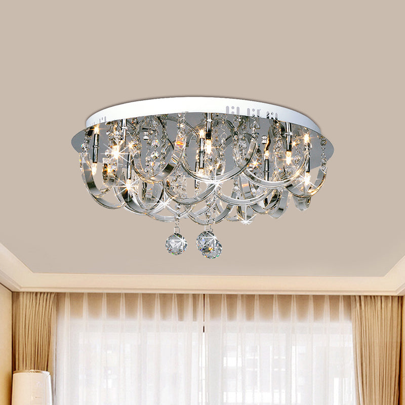 Modern Crystal Flush Mount Ceiling Light With Twisted Clear Design - 8 Heads For Bedroom