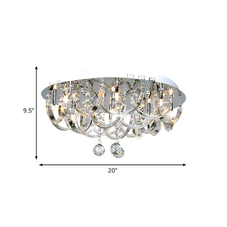 Modern Crystal Flush Mount Ceiling Light With Twisted Clear Design - 8 Heads For Bedroom