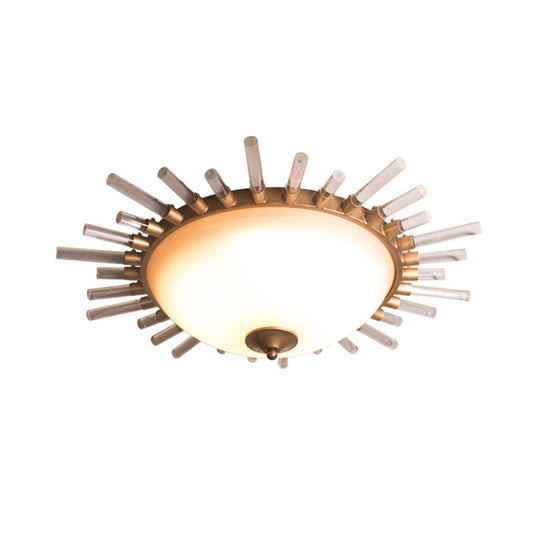 Led Fluted Crystal Flushmount Ceiling Lamp - 24’/30’ Modern Gold Opal Glass Bowl Corridor
