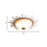 Led Fluted Crystal Flushmount Ceiling Lamp - 24/30 Modern Gold Opal Glass Bowl Corridor Lighting