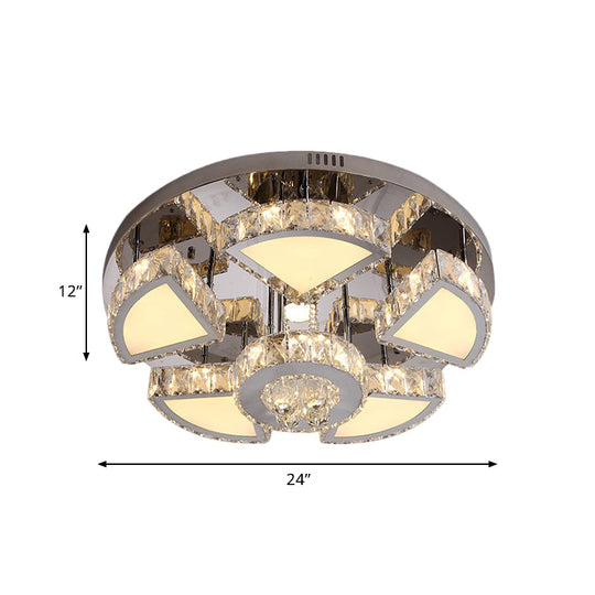 Modern Led Spotlight With Waterfall Crystal Shade For Bedroom Ceiling In Chrome 24’/31.5’ W