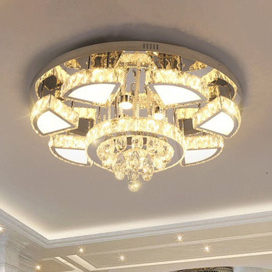 Modern Led Spotlight With Waterfall Crystal Shade For Bedroom Ceiling In Chrome 24’/31.5’ W / 31.5’