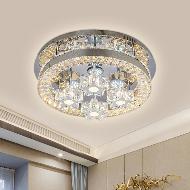 Modern Led Crystal Ceiling Light In Chrome - Semi - Circle/Spiral Design Flush Mount For Minimalist
