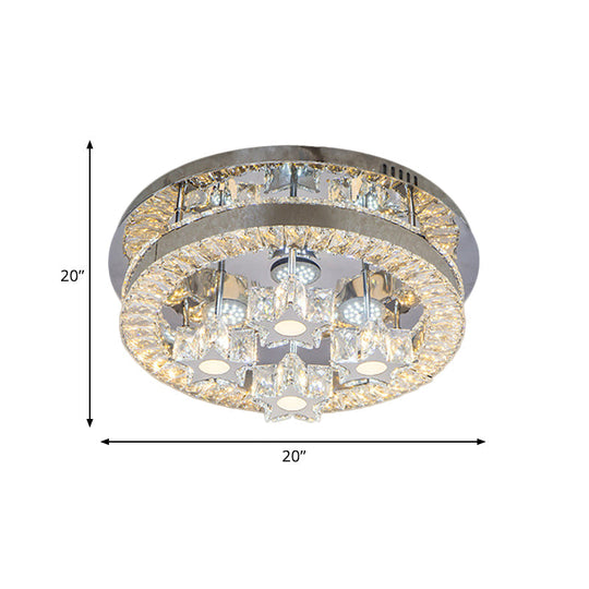 Modern Led Crystal Ceiling Light In Chrome - Semi-Circle/Spiral Design Flush Mount For Minimalist
