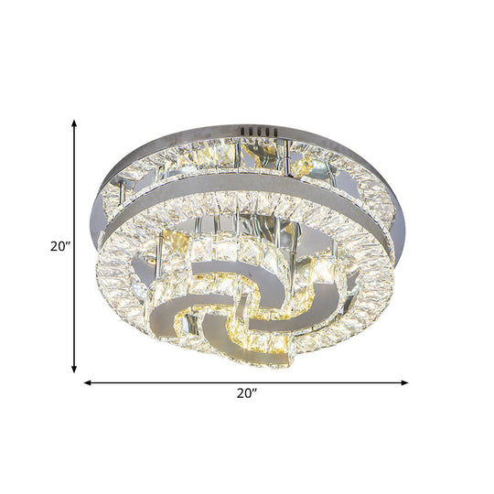 Modern Led Crystal Ceiling Light In Chrome - Semi - Circle/Spiral Design Flush Mount For Minimalist