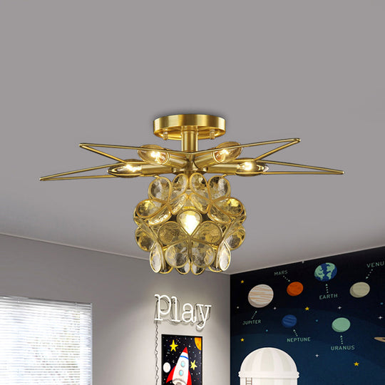 Contemporary Star Metal Close To Ceiling 1 - Light Semi - Flush Mount