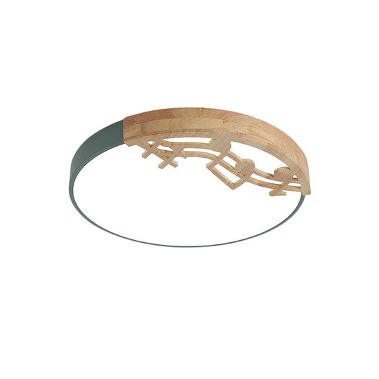 Modern Led Ceiling Lamp With Acrylic Shade: Green/White/Gray Round Flush Light For Bedroom